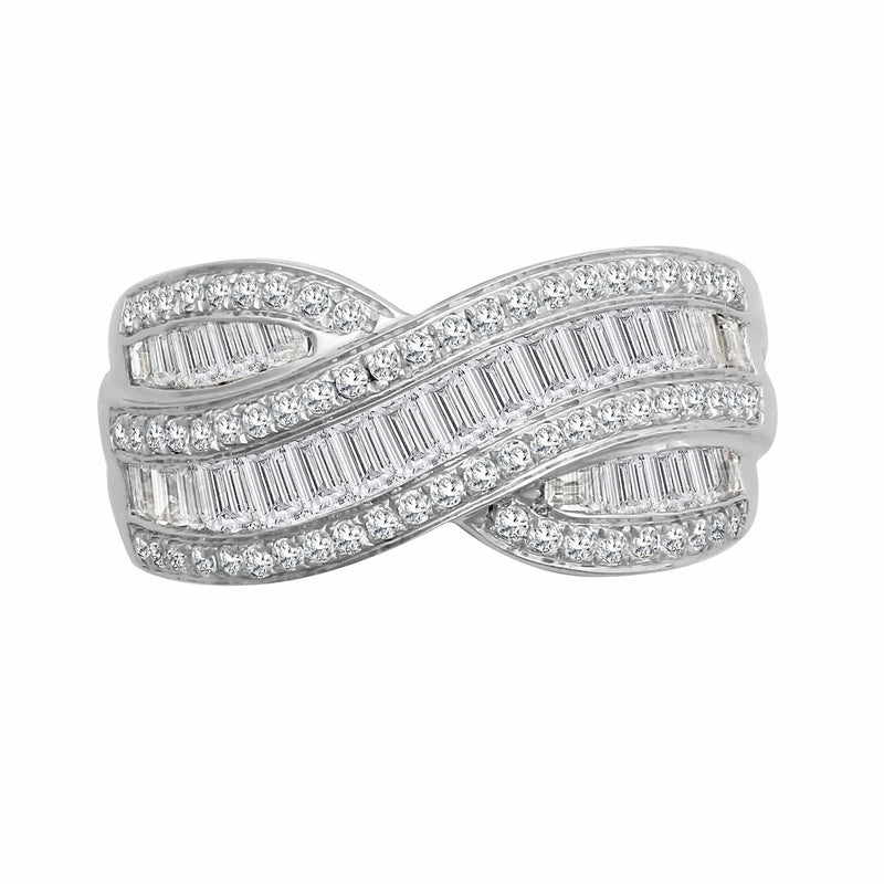 18ct White 1.09ct Round & Baguette Diamond Ring - HEERA DIAMONDS