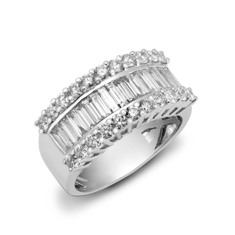 18ct White 2.00ct Round & Baguette Diamond Ring - HEERA DIAMONDS