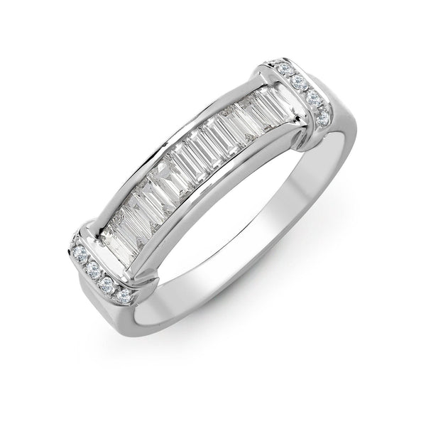 18ct White Gold 0.52ct Diamond R.B.C & Baguette Ring - HEERA DIAMONDS