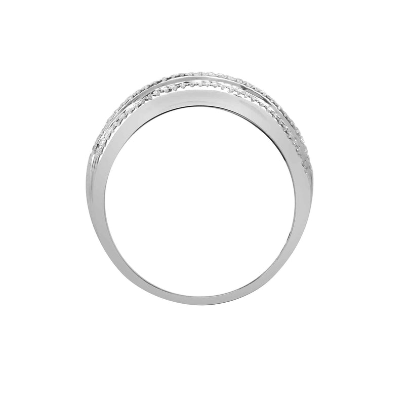 18ct White Gold 0.59ct Diamond R.B.C & Baguette Wave Ring - HEERA DIAMONDS