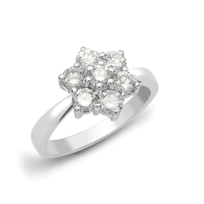 18ct White Gold 50pts 7 Stone Cluster Diamond Ring - HEERA DIAMONDS