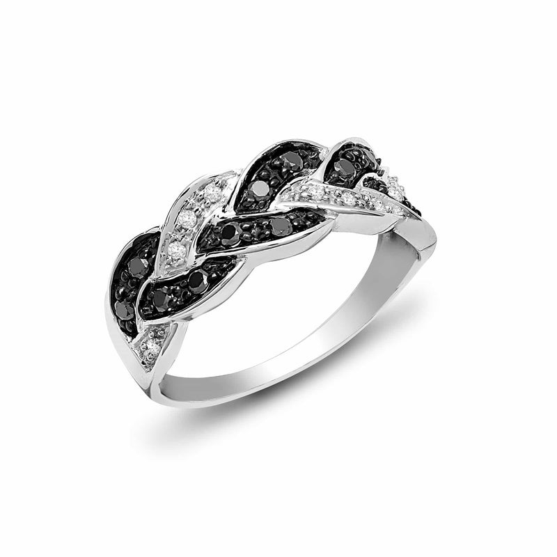 9ct White Gold Diamond And Black Diamond Ring - HEERA DIAMONDS