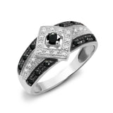 9ct White Gold Diamond And Black Diamond Ring - HEERA DIAMONDS