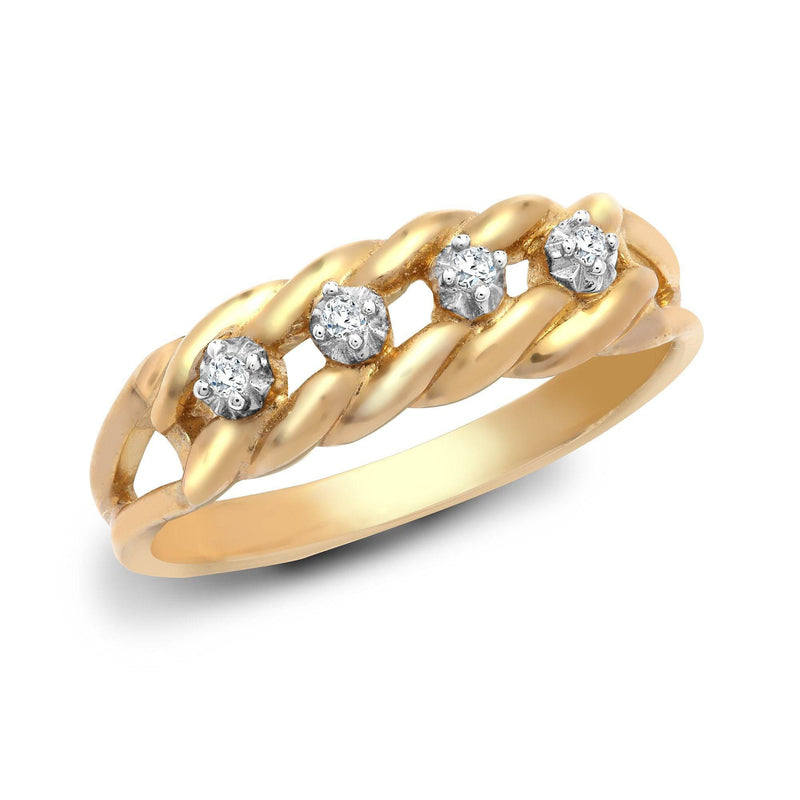 9ct Yellow Gold Diamond Keeper Ring - HEERA DIAMONDS