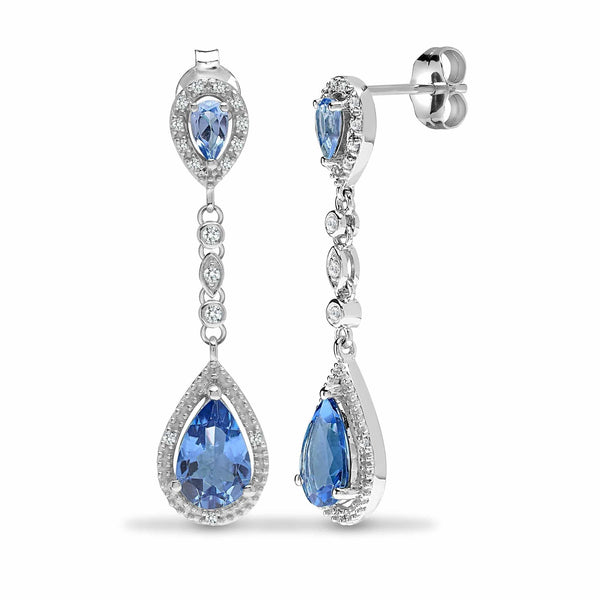 BLUE TOPAZ DROP EARRINGS IN 9K WHITE GOLD - HEERA DIAMONDS