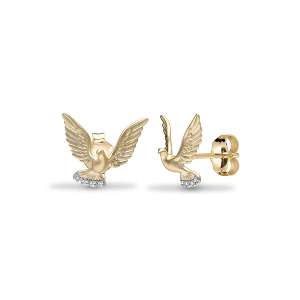 DIAMOND AMERICAN EAGLE STUD EARRINGS IN 9K YELLOW GOLD - HEERA DIAMONDS