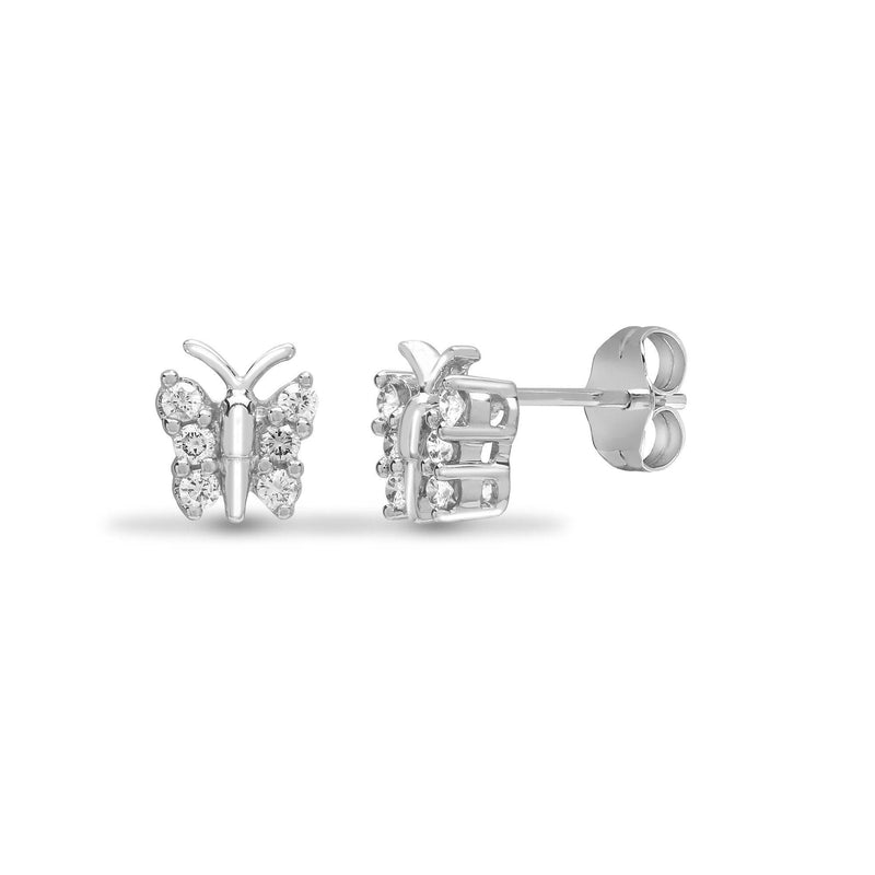 DIAMOND BUTTERFLY STUD EARRINGS IN 9K WHITE GOLD - HEERA DIAMONDS