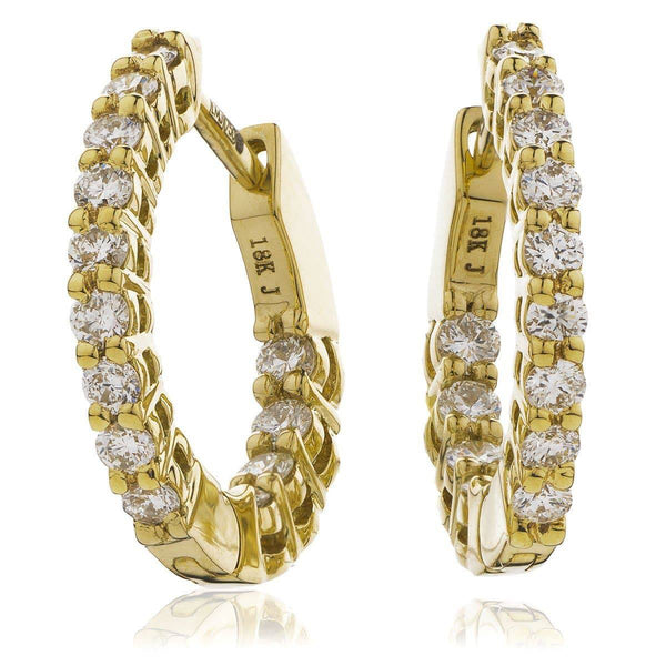 DIAMOND CLAW SETTING HOOP EARRINGS IN 18K YELLOW GOLD - HEERA DIAMONDS