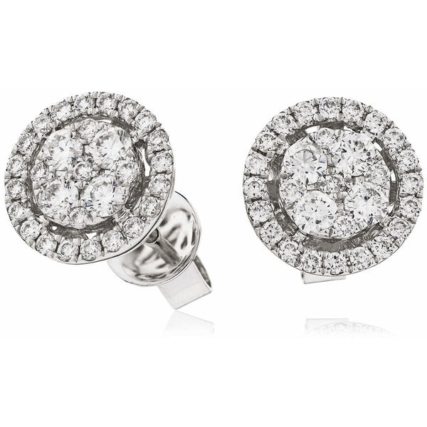 DIAMOND CLUSTER AND HALO STUD EARRINGS - HEERA DIAMONDS