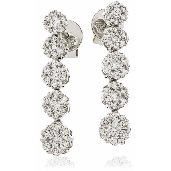 DIAMOND CLUSTER DROP EARRING IN 18K WHITE GOLD - HEERA DIAMONDS