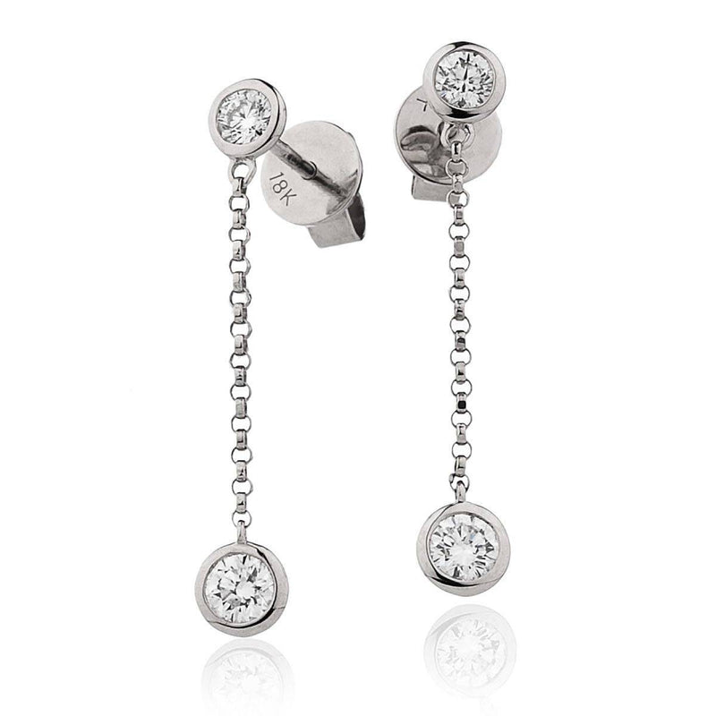 DIAMOND DROP EARRING IN 18K WHITE GOLD - HEERA DIAMONDS