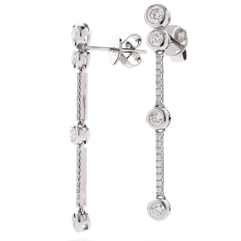 DIAMOND DROP EARRINGS IN 18K WHITE GOLD - HEERA DIAMONDS