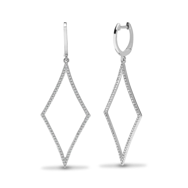 DIAMOND DROP EARRINGS IN 9K WHITE GOLD - HEERA DIAMONDS