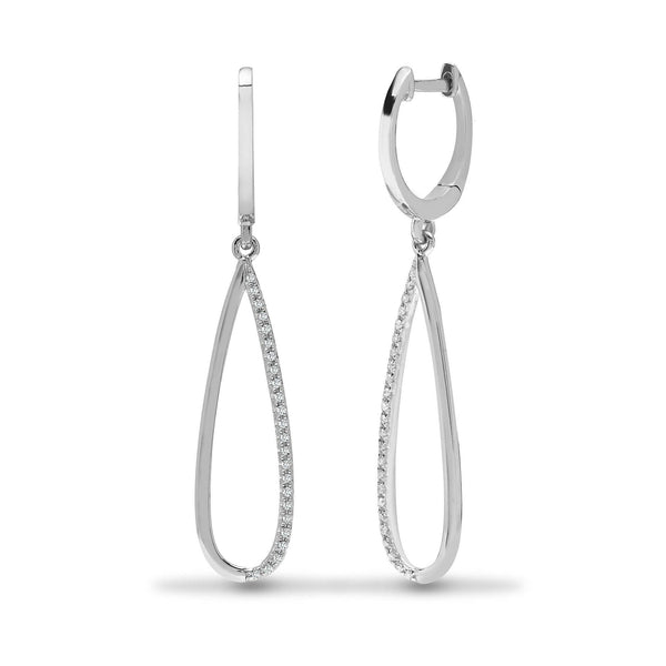 DIAMOND DROP EARRINGS IN 9K WHITE GOLD - HEERA DIAMONDS