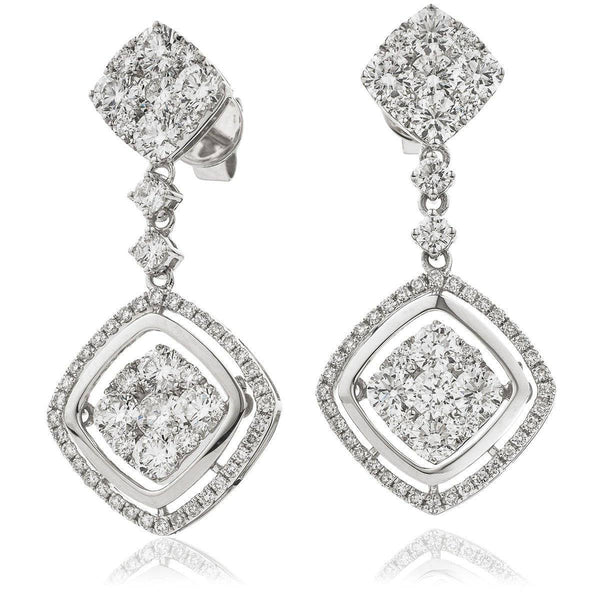 DIAMOND FANCY MOVEABLE EARRING IN 18K WHITE GOLD - HEERA DIAMONDS