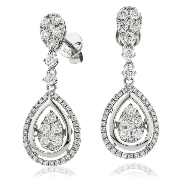 DIAMOND FANCY MOVEABLE EARRINGS IN 18K WHITE GOLD - HEERA DIAMONDS