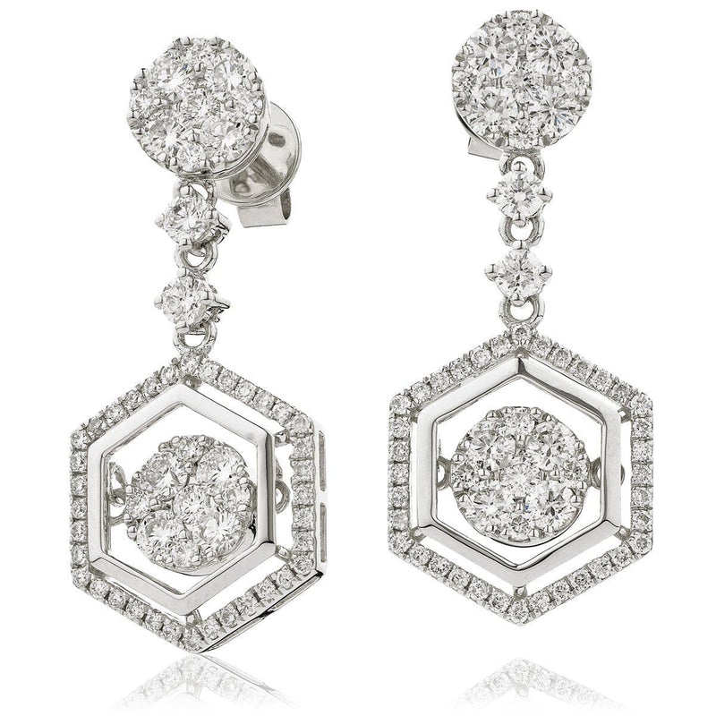 DIAMOND FANCY MOVEABLE EARRINGS IN 18K WHITE GOLD - HEERA DIAMONDS