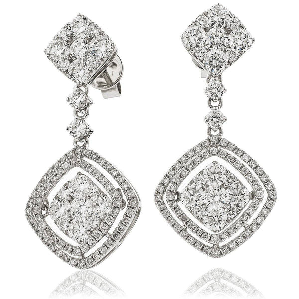 DIAMOND FANCY MOVEABLE EARRINGS IN 18K WHITE GOLD - HEERA DIAMONDS