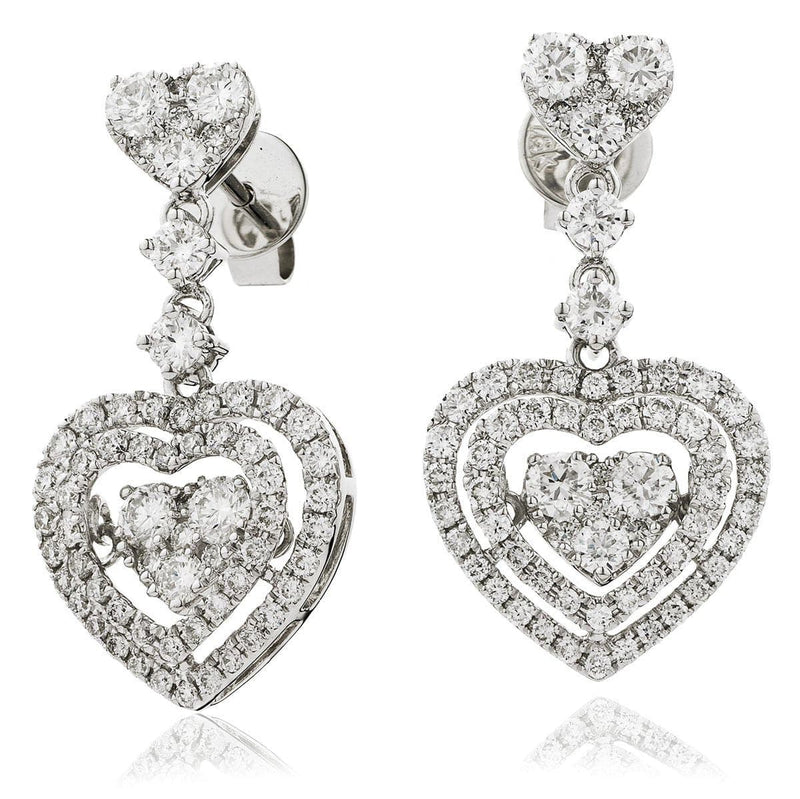 DIAMOND FANCY MOVEABLE EARRINGS IN 18K WHITE GOLD - HEERA DIAMONDS