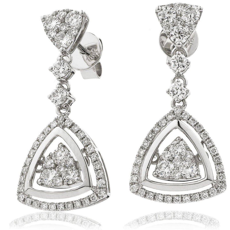 DIAMOND FANCY MOVEABLE EARRINGS IN 18K WHITE GOLD - HEERA DIAMONDS