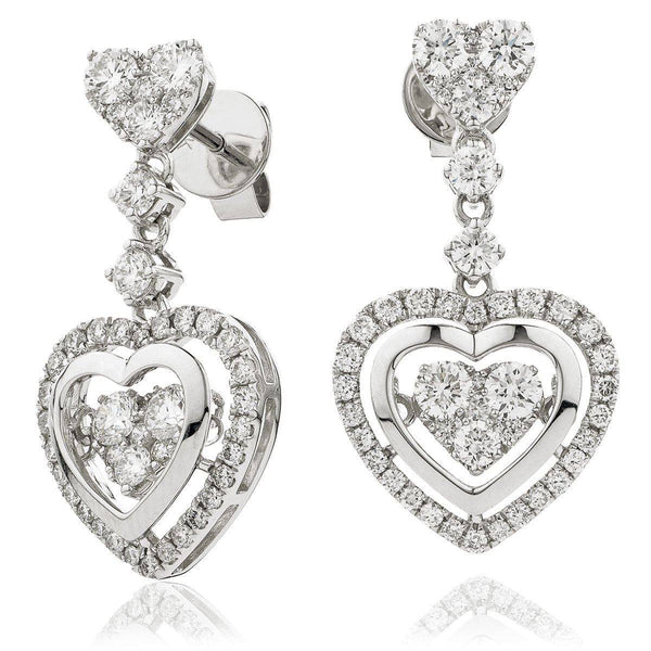 DIAMOND FANCY MOVEABLE EARRINGS IN 18K WHITE GOLD - HEERA DIAMONDS