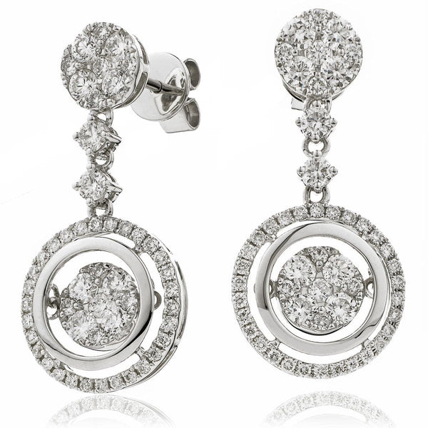 DIAMOND FANCY MOVEABLE EARRINGS IN 18K WHITE GOLD - HEERA DIAMONDS