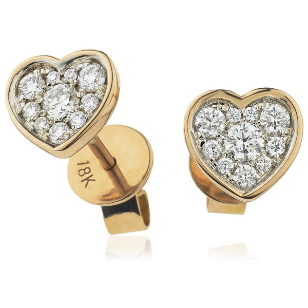 DIAMOND HEART-SHAPED CLUSTER STUD EARRINGS - HEERA DIAMONDS