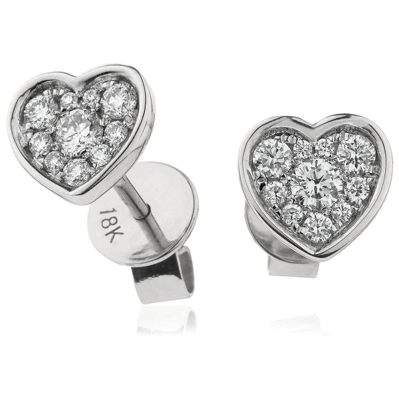 DIAMOND HEART-SHAPED CLUSTER STUD EARRINGS - HEERA DIAMONDS