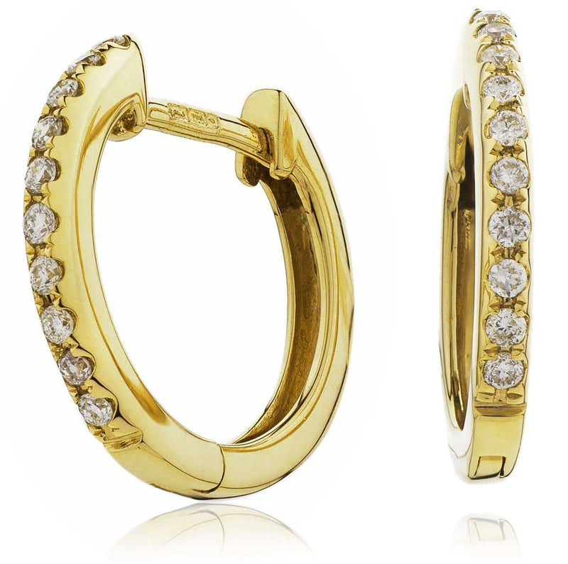 DIAMOND MICRO SET HOOP EARRINGS IN 18K YELLOW GOLD - HEERA DIAMONDS