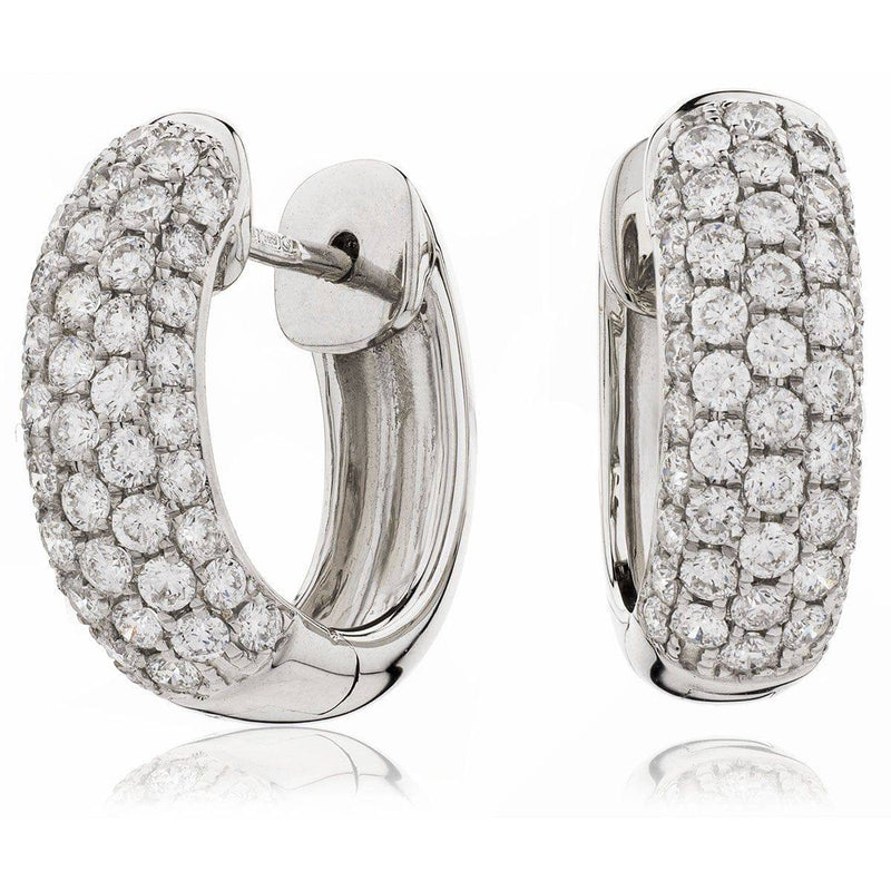 DIAMOND PAVE SETTING EARRINGS IN 18K WHITE GOLD - HEERA DIAMONDS