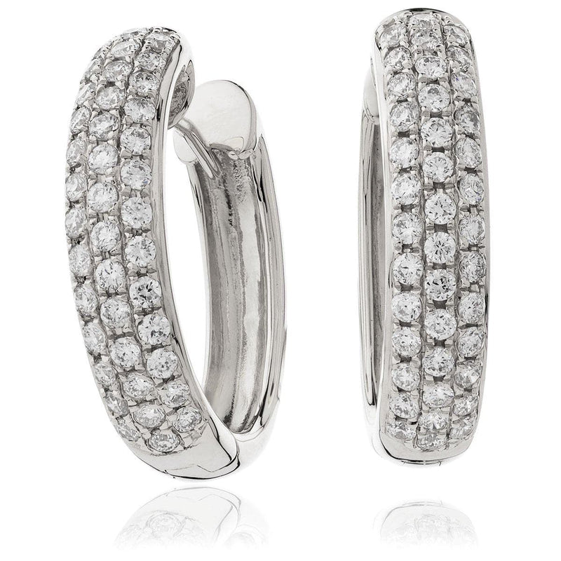 DIAMOND PAVE SETTING HOOP EARRINGS IN 18K WHITE GOLD - HEERA DIAMONDS