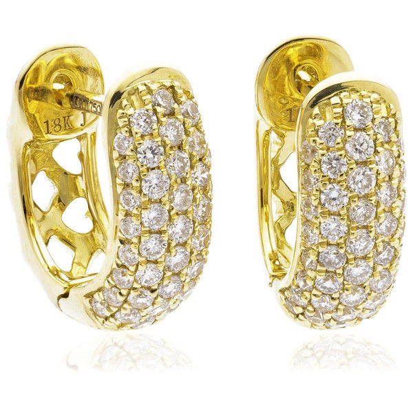 DIAMOND PAVE SETTING HOOP EARRINGS IN 18K YELLOW GOLD - HEERA DIAMONDS