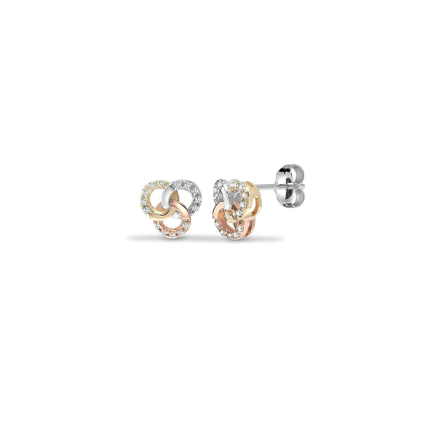 DIAMOND STUD EARRINGS IN 9K THREE-COLOR GOLD - HEERA DIAMONDS