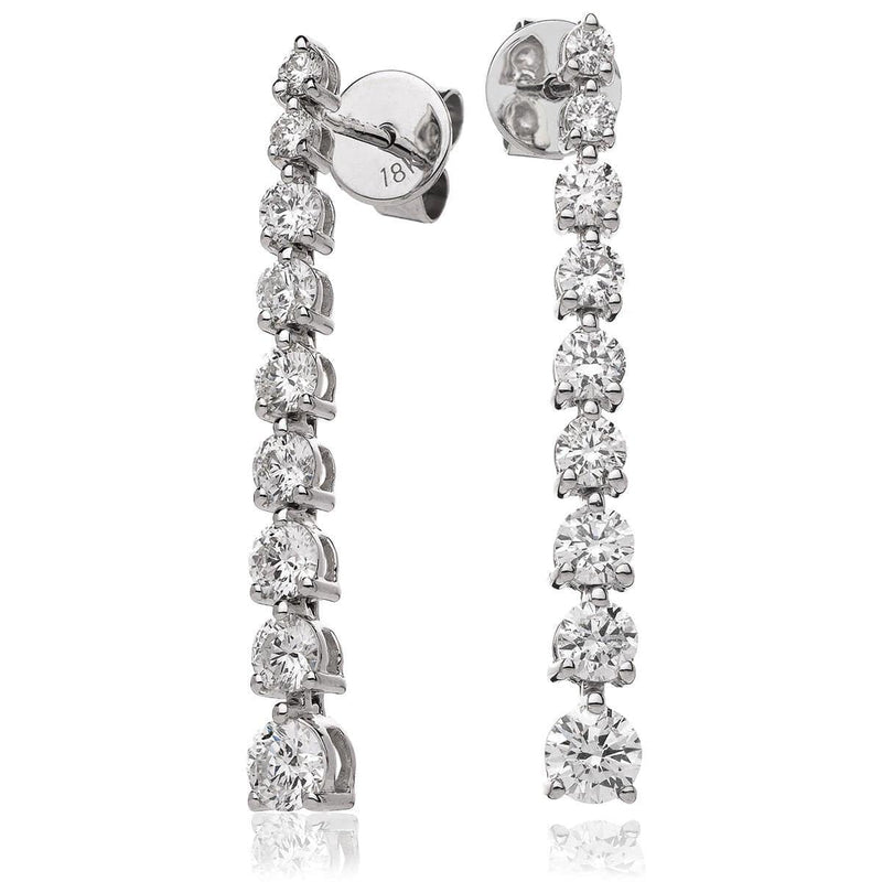 DIAMOND THREE CLAW SETTING DROP EARRINGS IN 18K WHITE GOLD - HEERA DIAMONDS