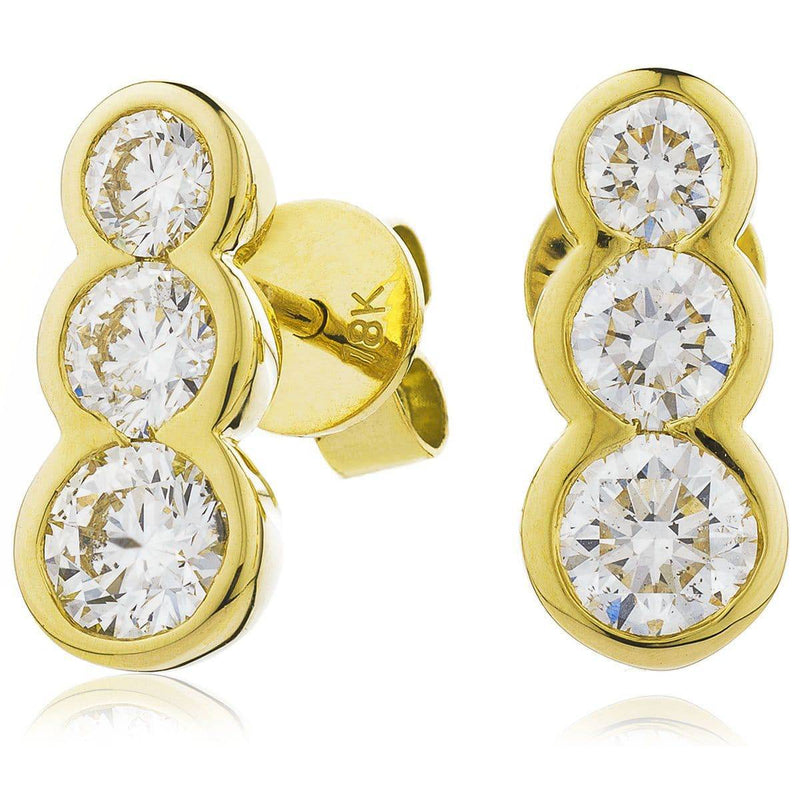 DIAMOND THREE STONE DROP EARRINGS IN 18K YELLOW GOLD - HEERA DIAMONDS