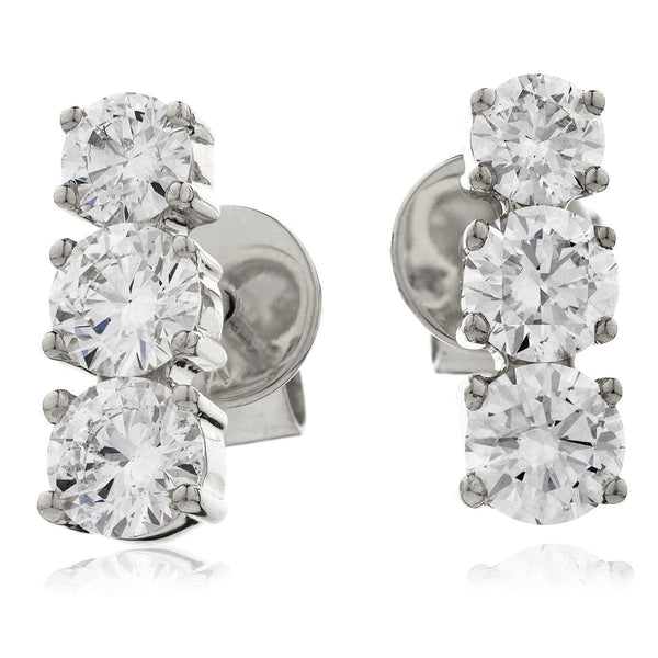 DIAMOND TRILOGY DROP EARRINGS IN 18K WHITE GOLD - HEERA DIAMONDS