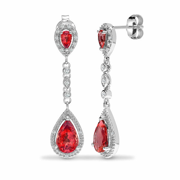 GARNET DROP EARRINGS IN 9K WHITE GOLD - HEERA DIAMONDS