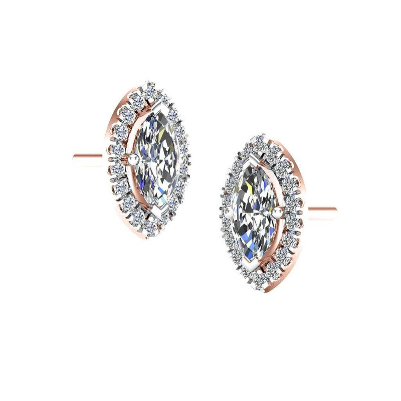 MARQUISE DIAMOND AND HALO STUD EARRINGS - HEERA DIAMONDS