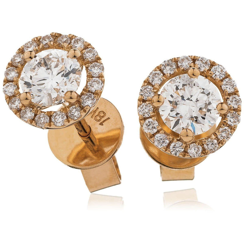ROSE GOLD HALO DIAMOND EARRINGS - HEERA DIAMONDS