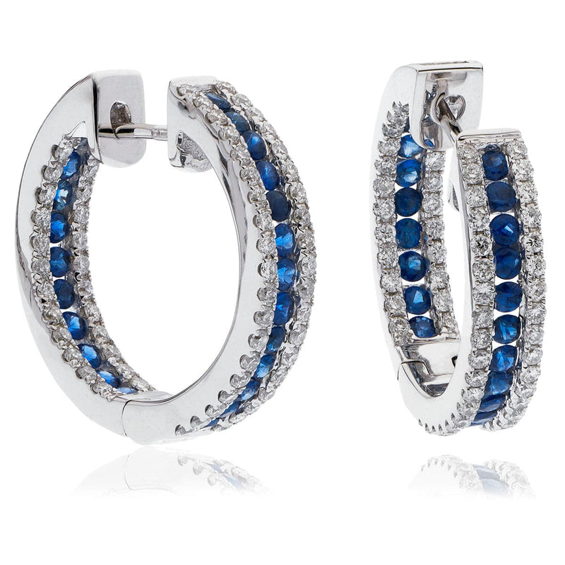 SAPPHIRE AND DIAMOND HOOP EARRINGS - HEERA DIAMONDS