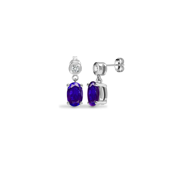 TANZANITE DROP EARRINGS IN 9K WHITE GOLD - HEERA DIAMONDS