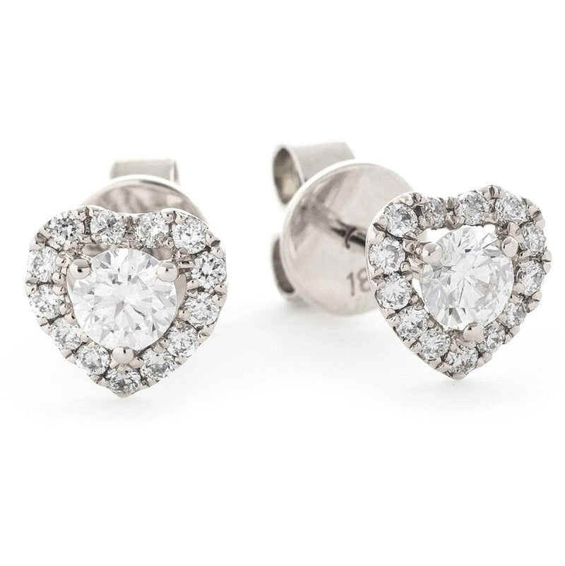 WHITE GOLD HEART SHAPE HALO DIAMOND EARRING - HEERA DIAMONDS