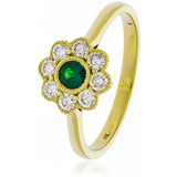 Emerald and Diamond Cluster Ring - HEERA DIAMONDS