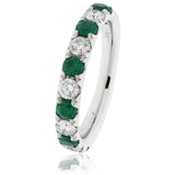 Emerald and Diamond Half Eternity Ring - HEERA DIAMONDS