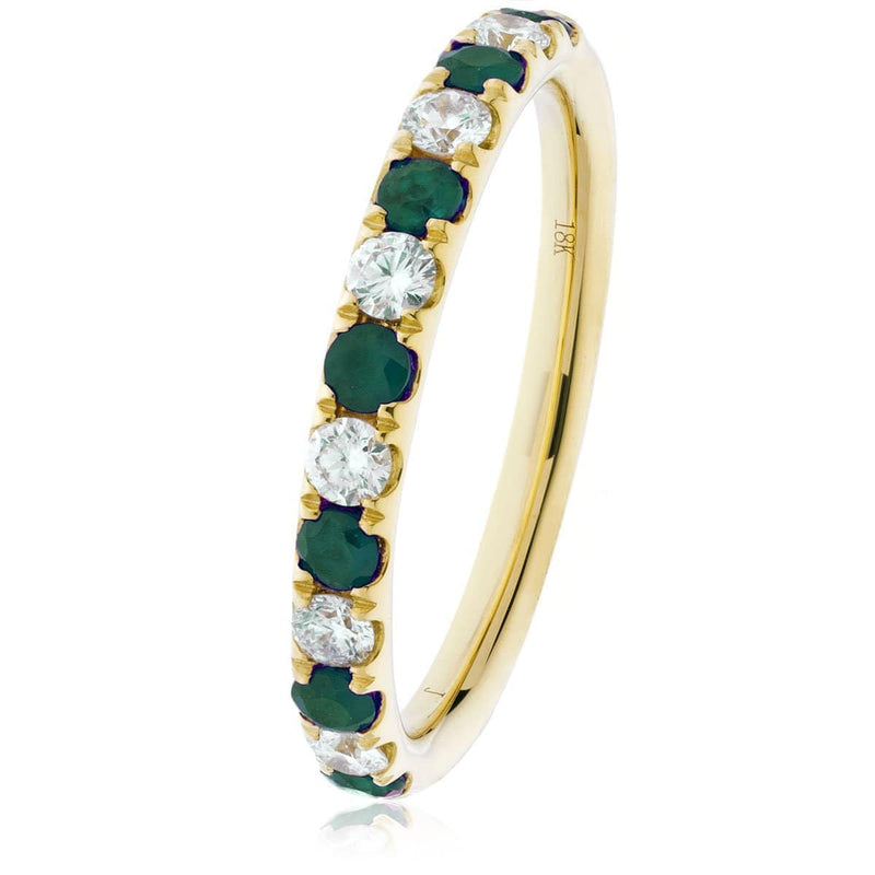 Emerald and Diamond Half Eternity Ring - HEERA DIAMONDS