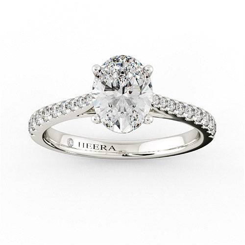 Alena Oval Cut Engagement Ring with Diamond Shoulders in Platinum