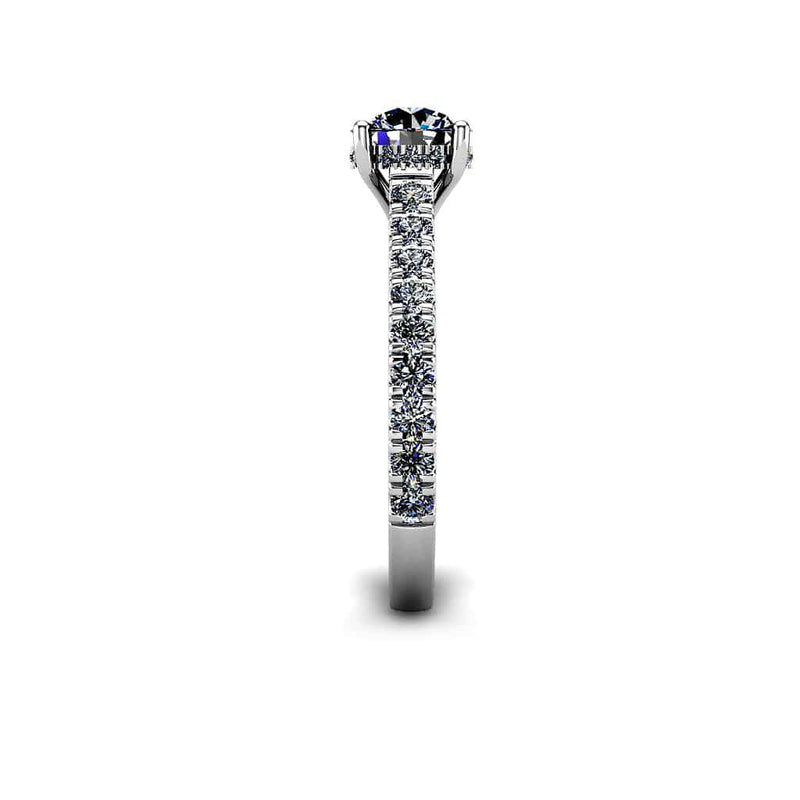 Alma Round Brilliant Engagement Ring with Diamond Shoulders in Platinum - HEERA DIAMONDS