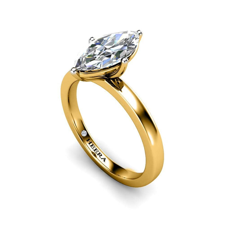 Alora Marquise Cut Solitaire Engagement Ring in Yellow Gold - HEERA DIAMONDS