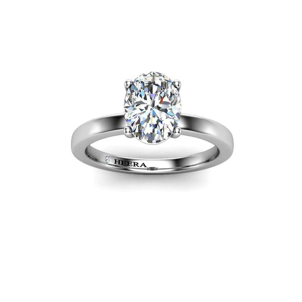 Alora Oval Cut Solitaire Engagement Ring in Platinum - HEERA DIAMONDS