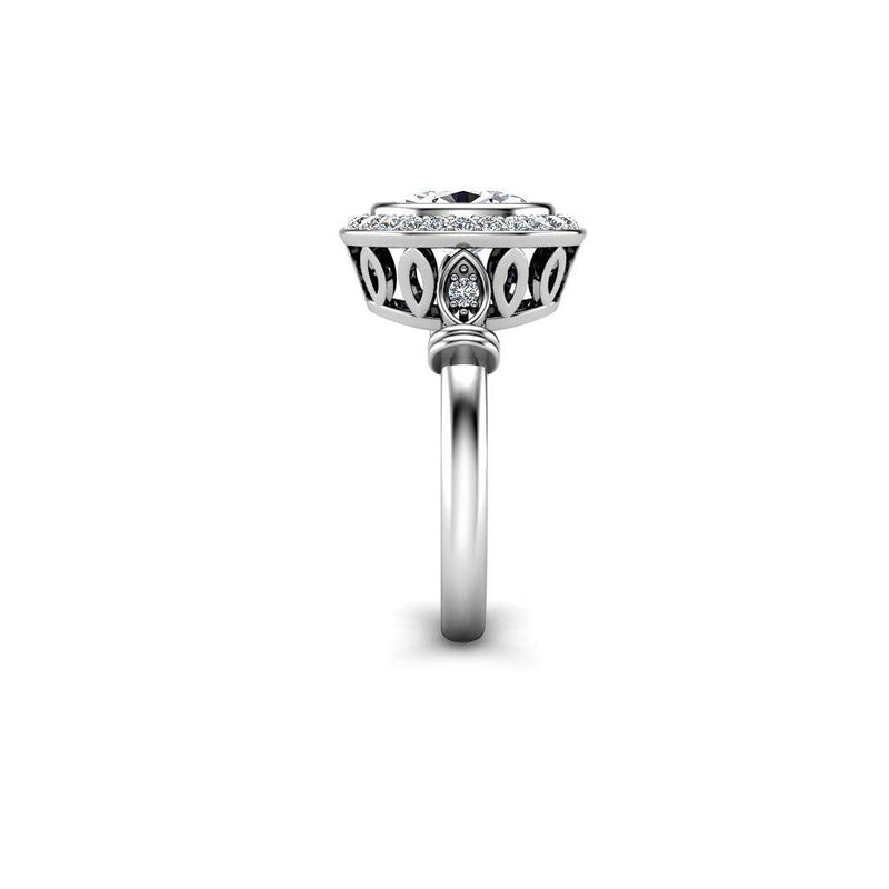 Amia Oval Cut Halo Engagement Ring in Platinum - HEERA DIAMONDS